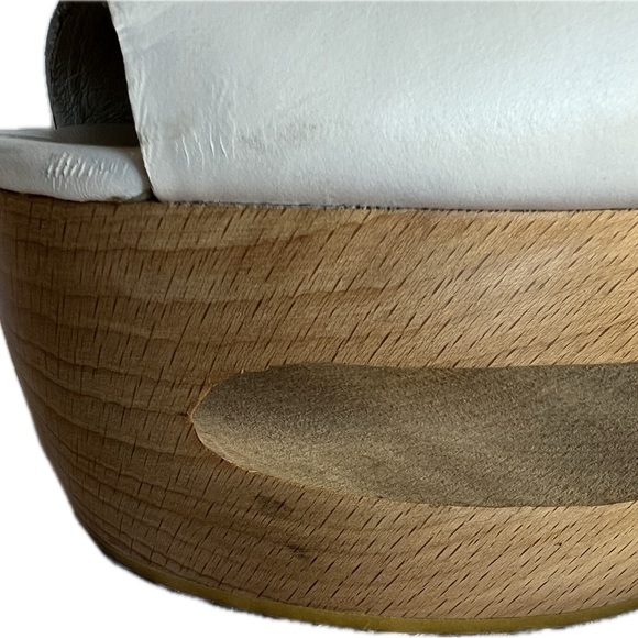 White Leather platform wedges - Picture 7 of 10